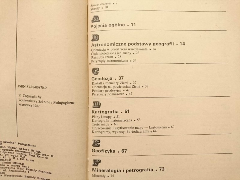 SZKOLNY SŁOWNIK GEOGRAFICZNY - Jan Flis 1985