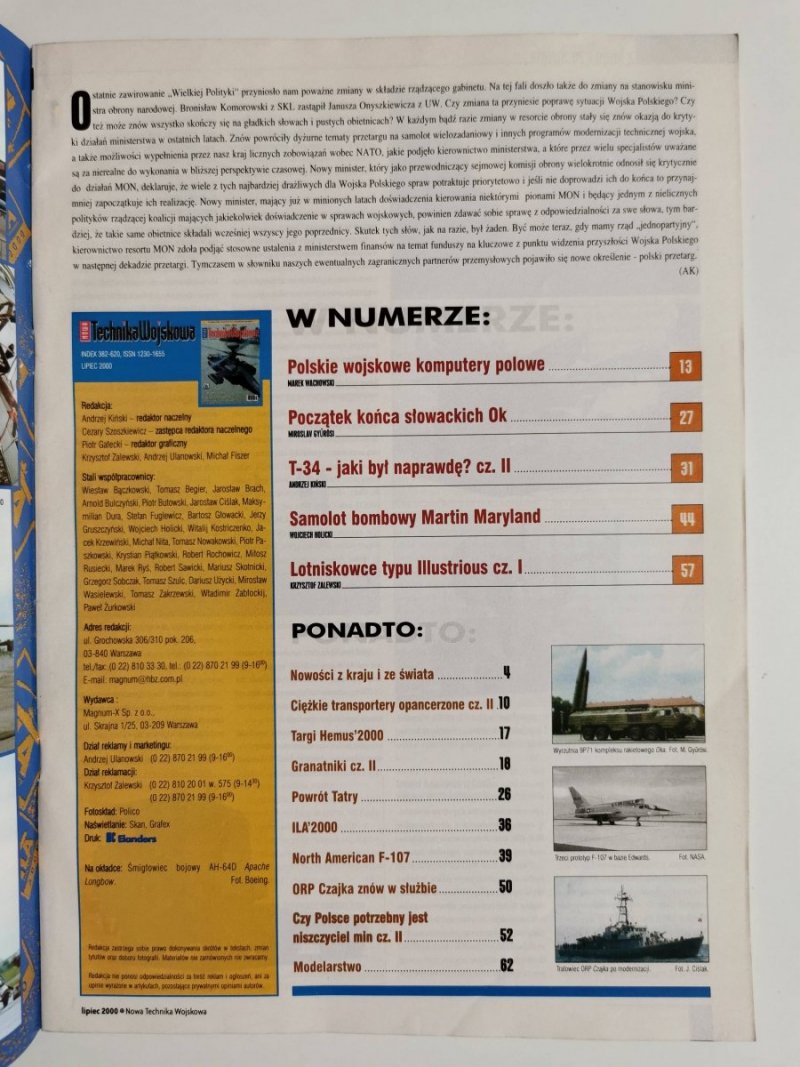NOWA TECHNIKA WOJSKOWA LIPIEC 2000 NR 7/2000