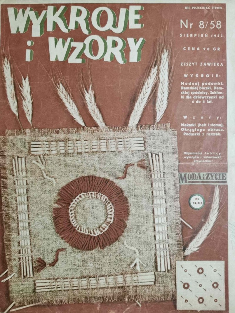 WYKROJE I WZORY NR 8/58 SIERPIEŃ 1982 