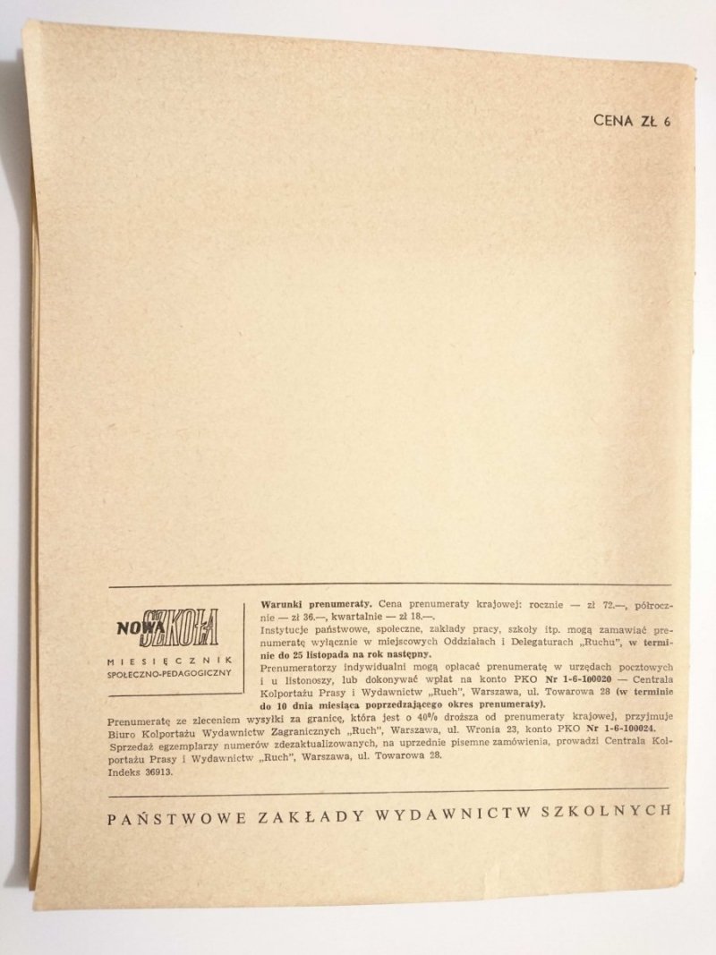NOWA SZKOŁA NR 4 1973 ZAŁOŻENIA I TEZY RAPORTU O STANIE OŚWIATY