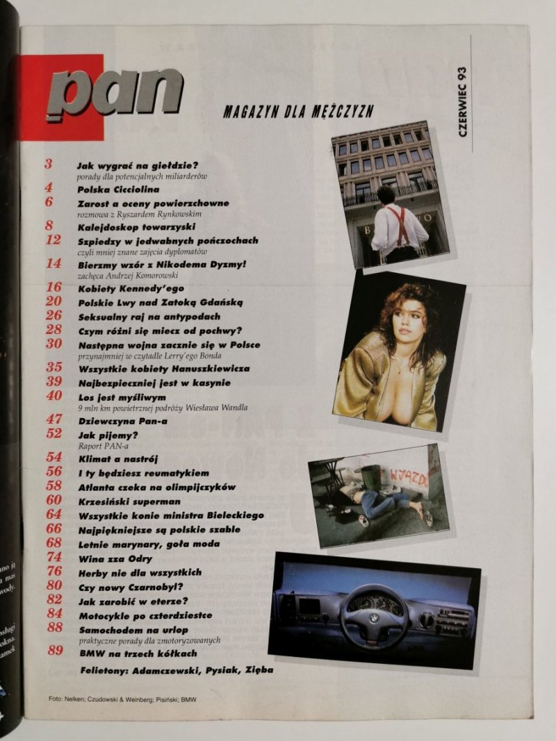PAN MAGAZYN DLA MĘŻCZYZN CZERWIEC 1993 NR 6 (67) ROK VII