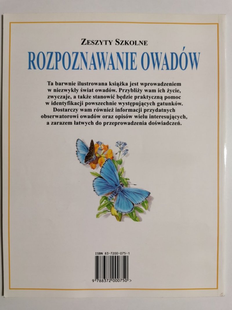 ZESZYTY SZKOLNE. ROZPOZNAWANIE OWADÓW 1998