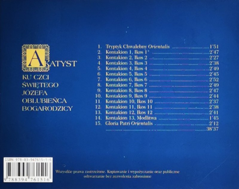 CD. AKATYST. KU CZCI ŚWIĘTEGO JÓZEFA OBLUBIEŃCA 