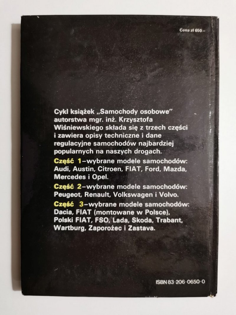 SAMOCHODY OSOBOWE CZĘŚĆ 2 OPISY TECHNICZNE I DANE REGULACYJNE 