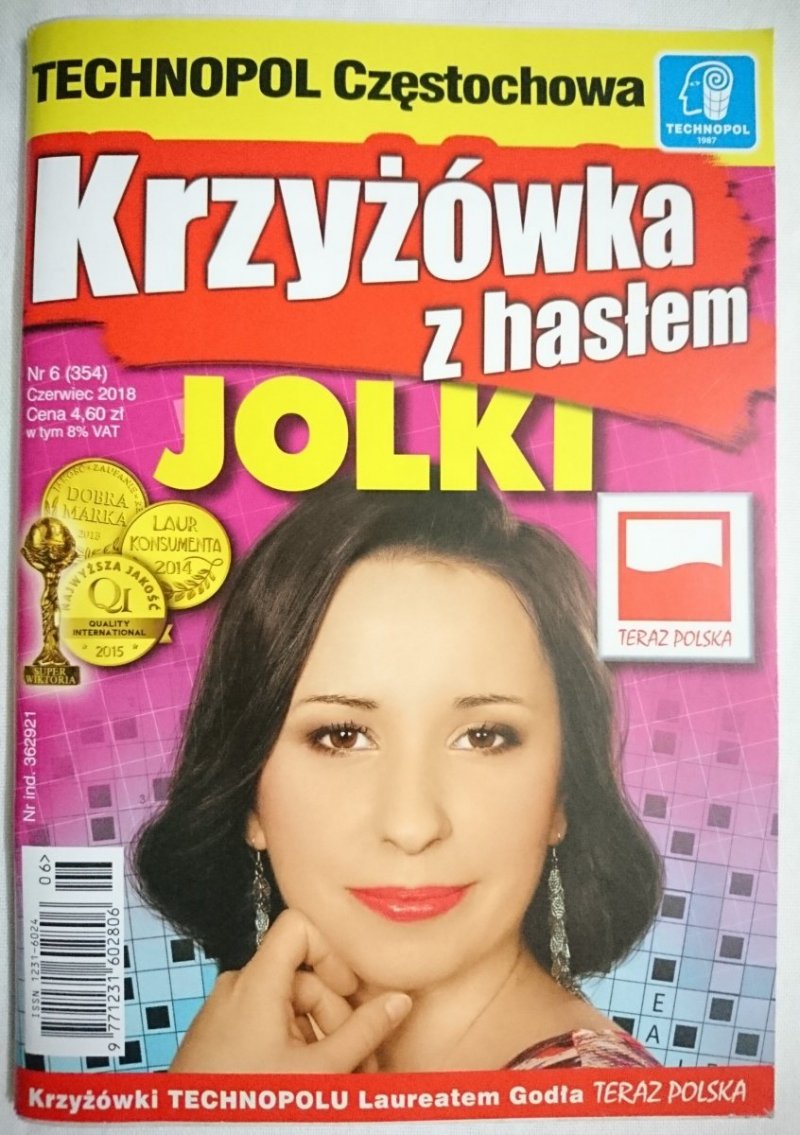 KRZYŻÓWKA Z HASŁEM JOLKI NR 6 (354) CZERWIEC 2018