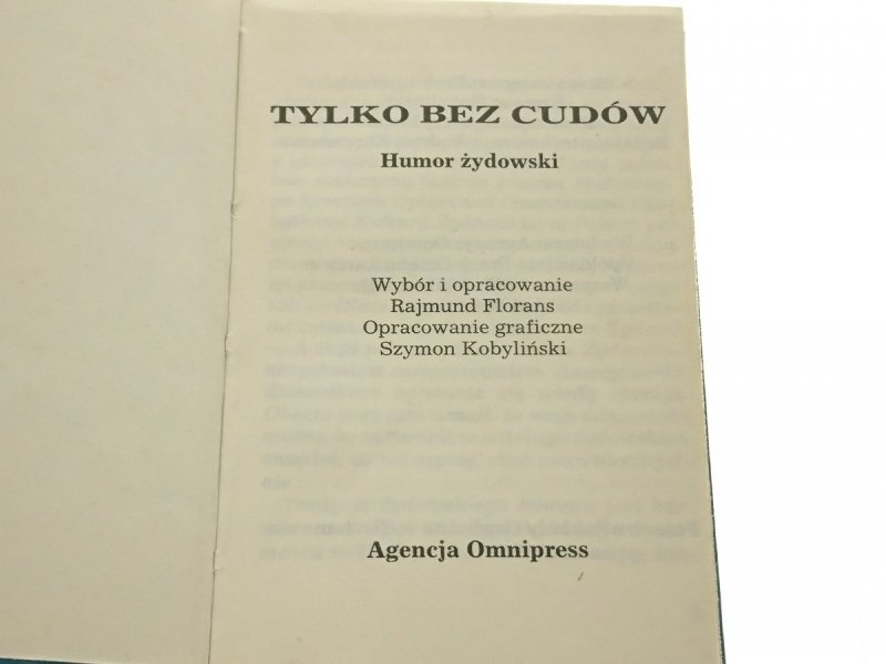 TYLKO BEZ CUDÓW. HUMOR ŻYDOWSKI [MINIATURA]
