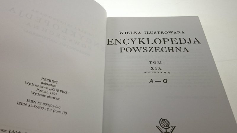 ENCYKLOPEDJA POWSZECHNA TOM XIX UZUPEŁINAJĄCY A-G