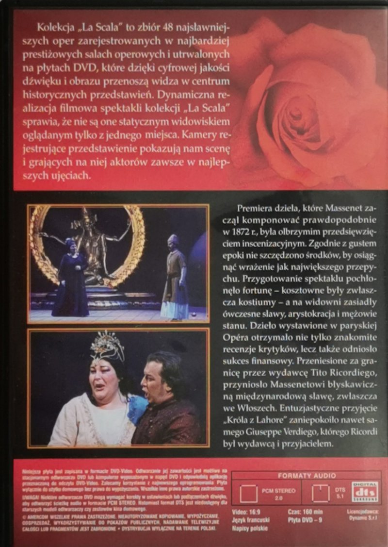 DVD. KOLEKCJA LA SCALA: 22. KRÓL Z LAHORE - Jules Massenet