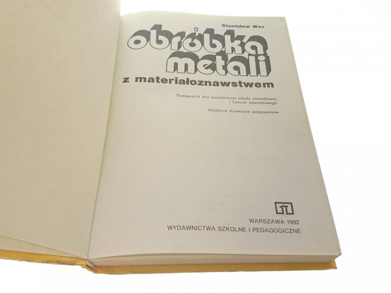 OBRÓBKA METALI Z MATERIAŁOZNAWSTWEM - St. Mac 1992
