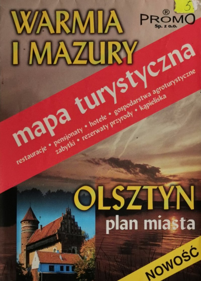 WARMIA I MAZURY MAPA TURYSTYCZNA OLSZTYN PLAN MIASTA 1999