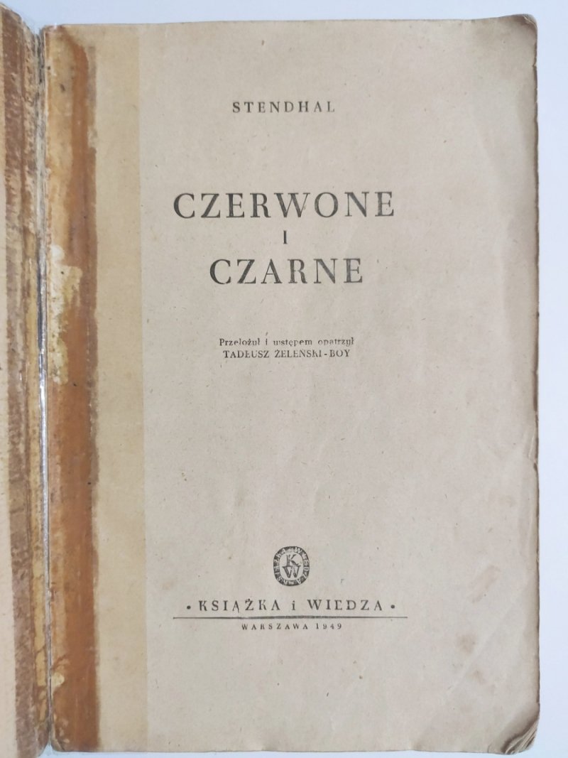 CZERWONE I CZARNE – 1949R. - Stendhal