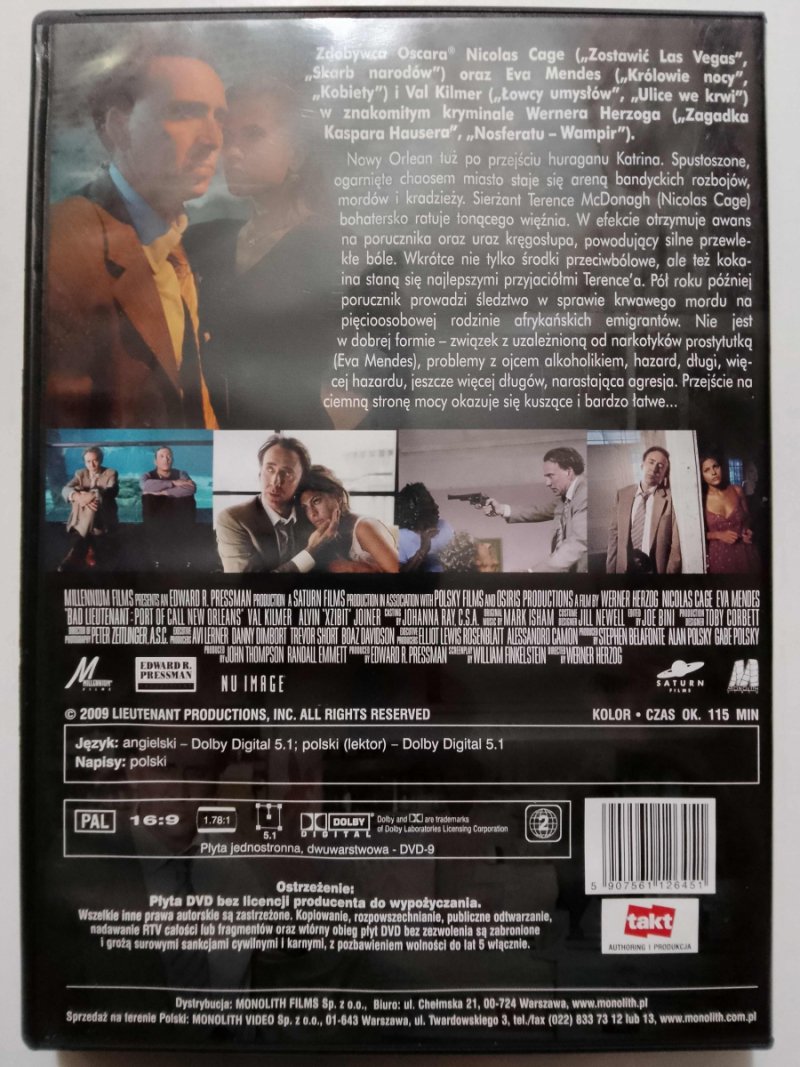 DVD. ZŁY PORUCZNIK. FILM WERNERA HERZOGA