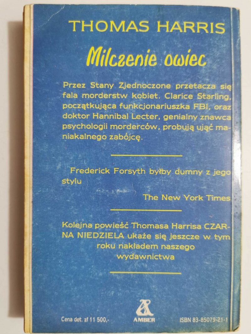 MILCZENIE OWIEC - Thomas Harris 1990