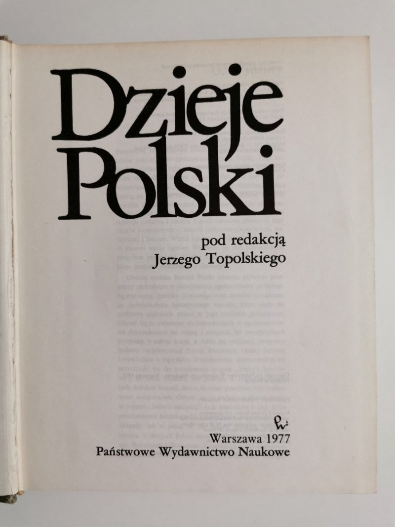 DZIEJE POLSKI - red. Jerzy Topolski 1977