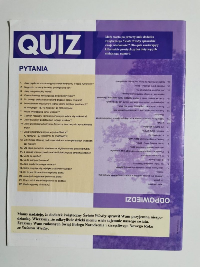 ŚWIAT WIEDZY ŚWIĄTECZNY TYGODNIK 1997 