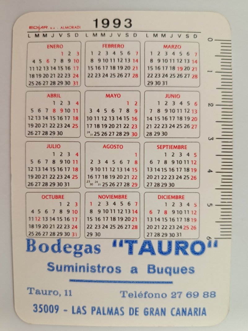 KALENDARZ 1993 BODEGAS TAURO
