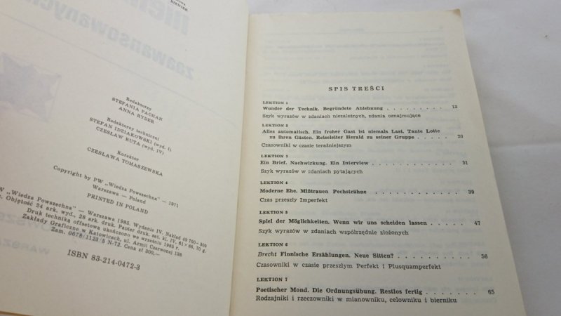 JĘZYK NIEMIECKI DLA ZAAWANSOWANYCH - Tertel 1985
