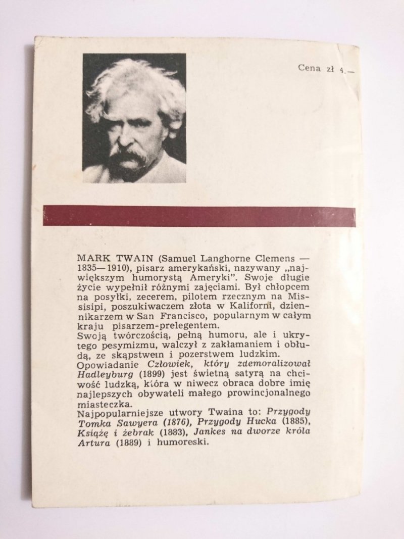 CZŁOWIEK, KTÓRY ZDEMORALIZOWAŁ HADLEYBURG - Mark Twain 1968