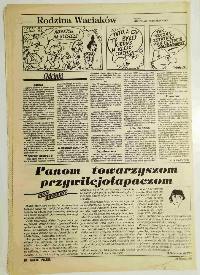 GAZETA POLSKA TYGODNIK NR 25 (101) 22 CZERWCA 1995 r.