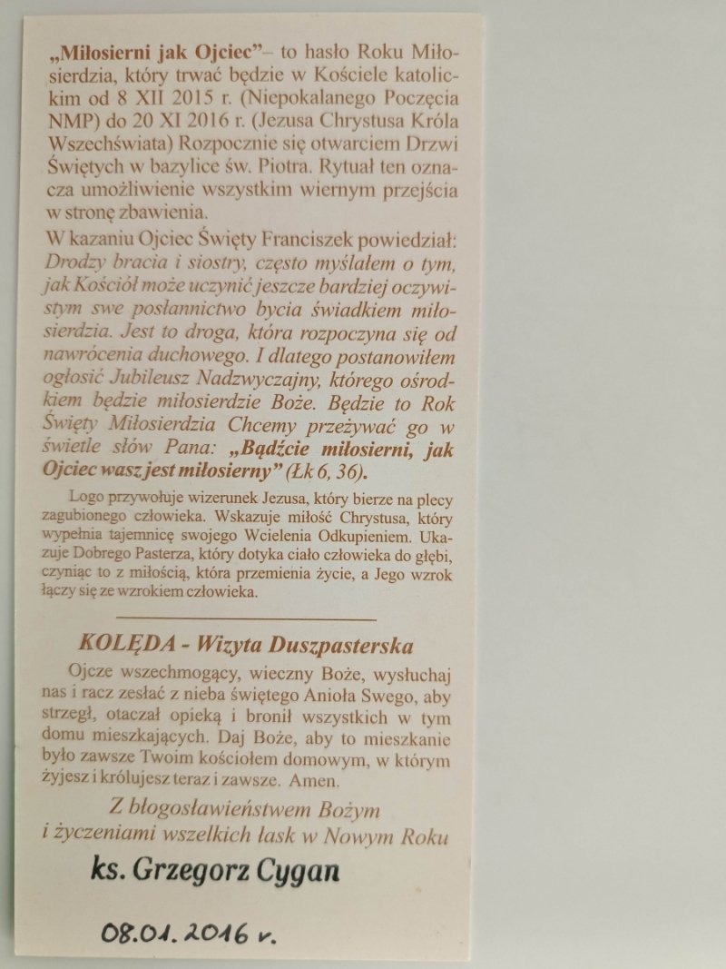 ROK MIŁOSIERDZIA 8 XII 2015