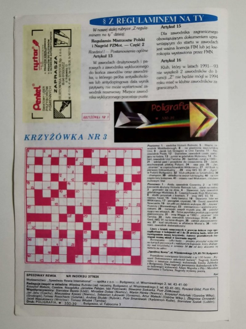 SPEEDWAY REWIA NR 3 1993