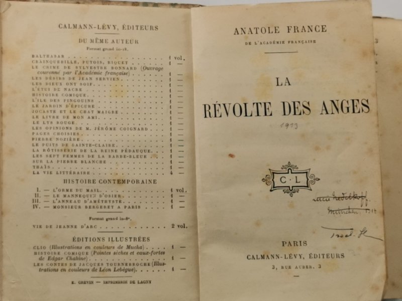 LA REVOLTE DES ANGES 1914 - Anatole France