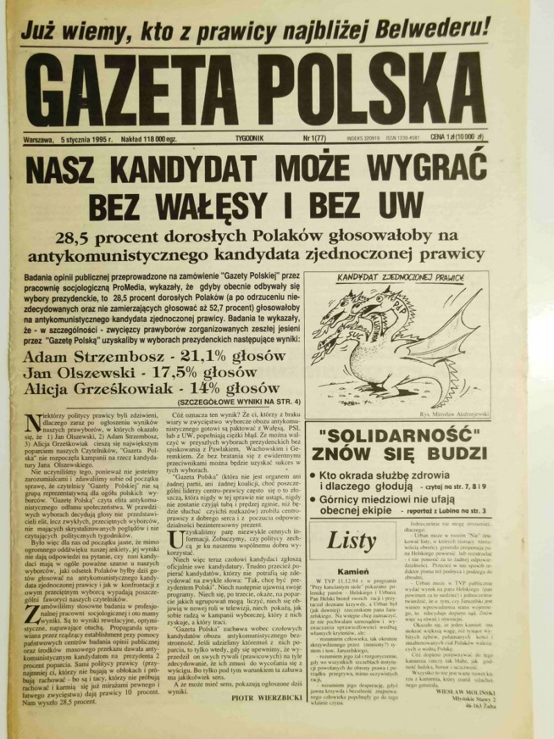 GAZETA POLSKA TYGODNIK NR 1 (77) 5 STYCZNIA 1995 r.