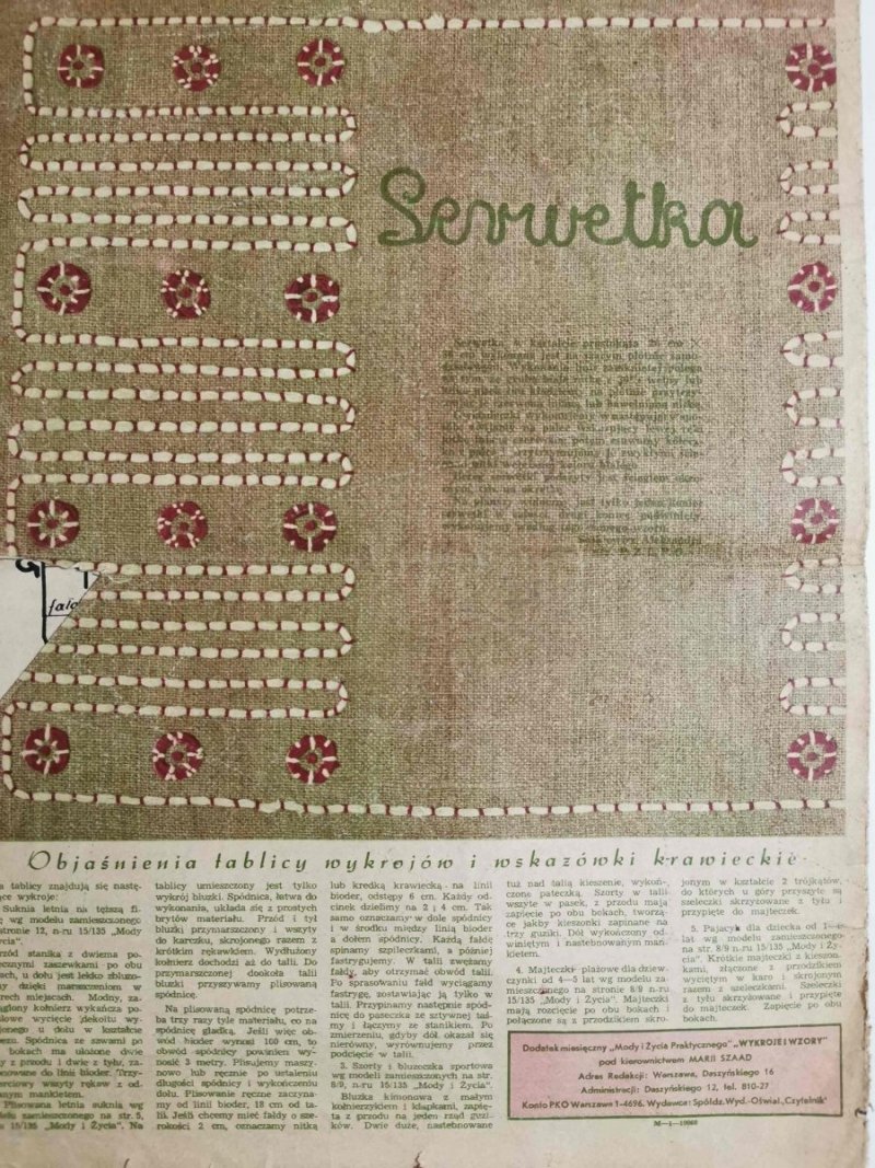 WYKROJE I WZORY NR 31 MODA I ŻYCIE NR 15/135