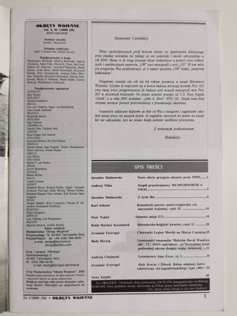 OKRĘTY WOJENNE NR 1/2000 (36)