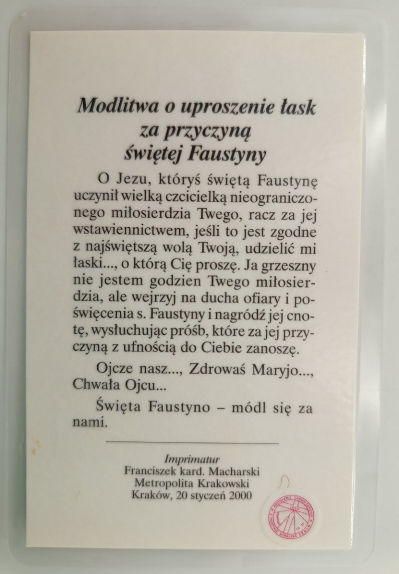 ŚWIĘTA FAUSTYNA ZALAMINOWANE