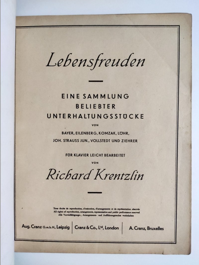 LEBENSFREUDEN 1937 - Richard Krentzlin