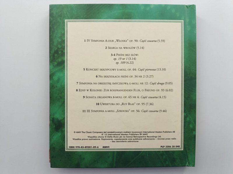 CD. MISTRZOWIE MUZYKI KLASYCZNEJ – MENDELSSOHN SYMFONIE, KONCERTY I PIEŚNI
