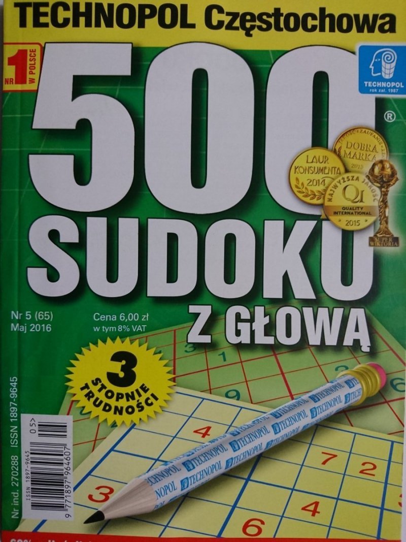 500 SUDOKU Z GŁOWĄ 5-2016