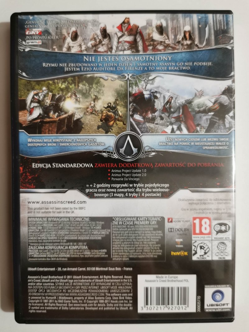 PC DVD-ROM ASSASSIN’S CREED BROTHERHOOD