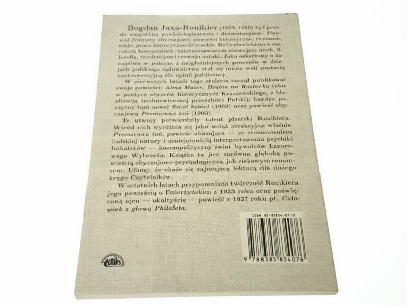 PROMIENNA TOŃ - Bogdan Jaxa-Ronikier 1993