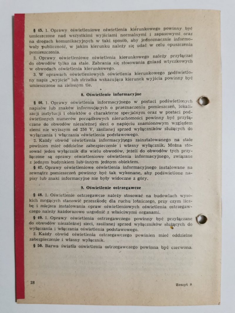 PRZEPISY BUDOWY URZĄDZEŃ ELEKTROENERGETYCZNYCH ZESZYT 9 INSTALACJE ELEKTROENERGETYCZNE I URZĄDZENIA OŚWIETLENIA ELEKTRYCZNEGO 1980