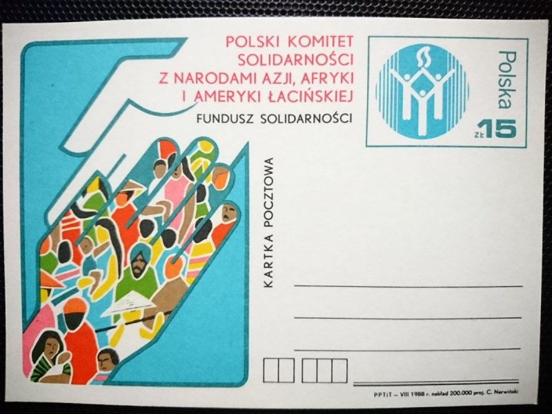 KARTKA POCZTOWA. POLSKI KOMITET SOLIDARNOŚCI Z NARODAMI AZJI, AFRYKI