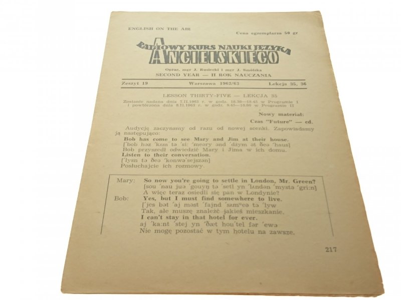 RADIOWY KURS NAUKI JĘZYKA ANGIELSKIEGO 19 II ROK