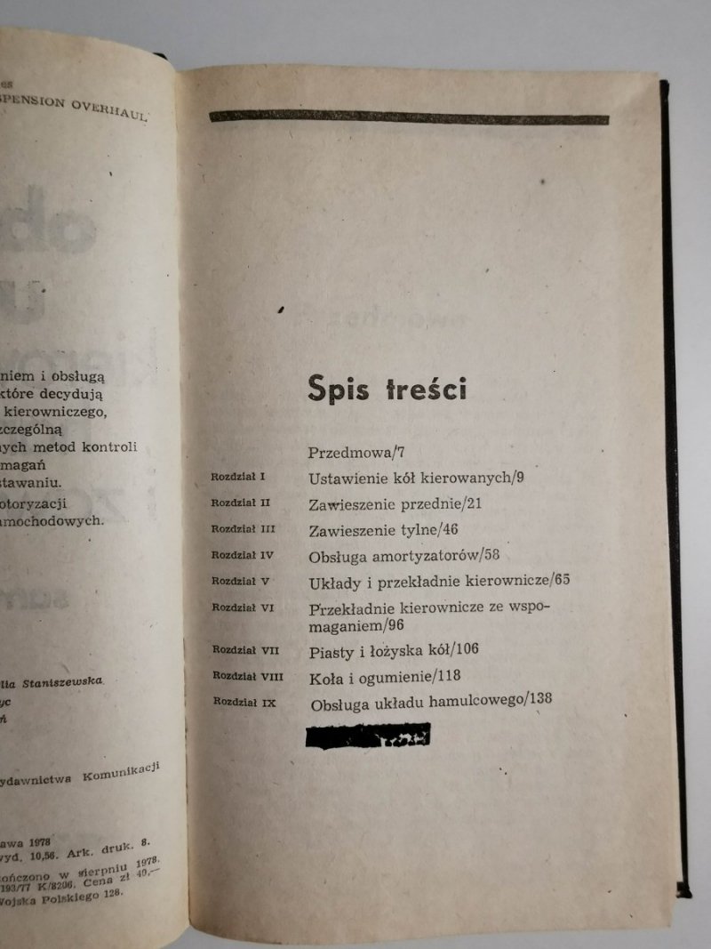 Obsługa układów kierowniczych hamulcowych i zawieszenia - Staton Abbey 1978