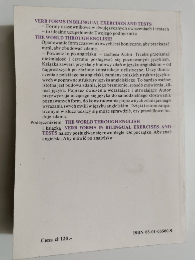 VERB FORMS IN BILINGUAL EXERCISES AND TESTS - Stanisław P. Kaczmarski 1984