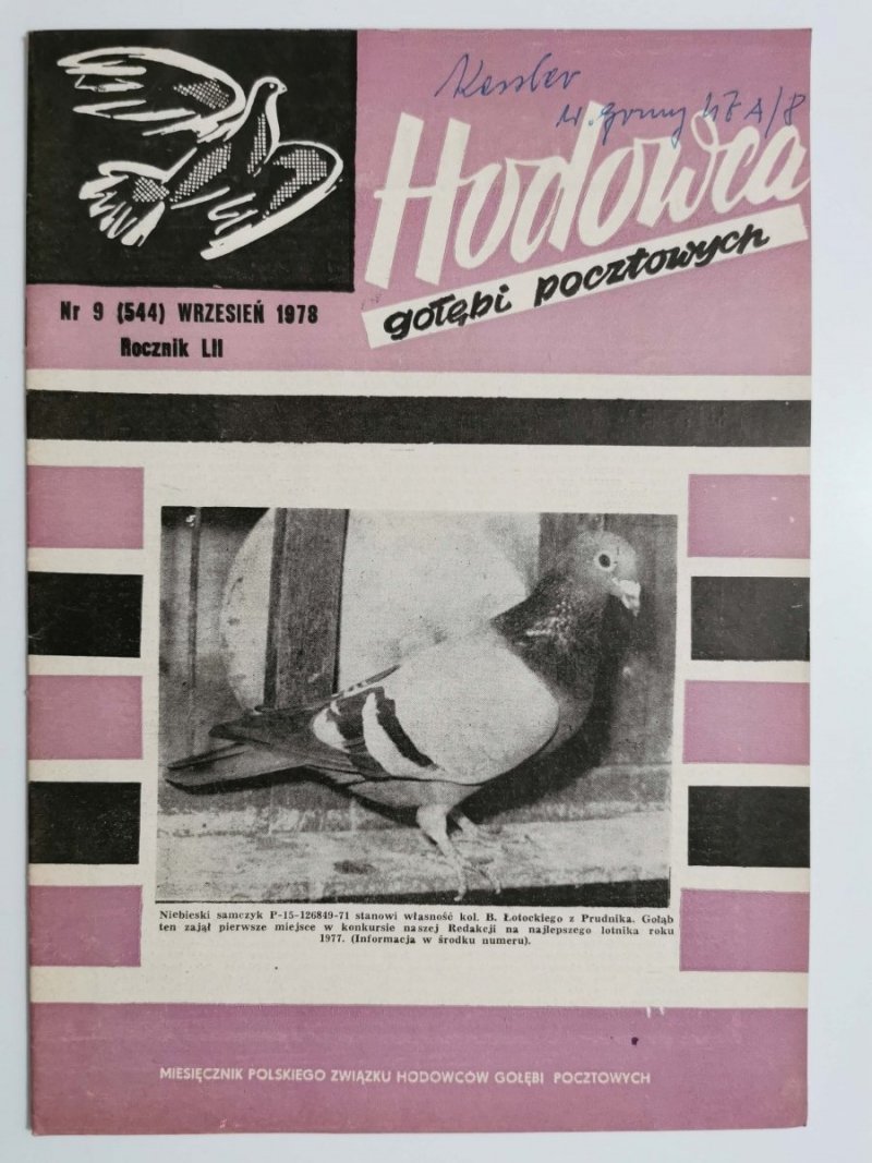 HODOWCA GOŁĘBI POCZTOWYCH NR 9  1978