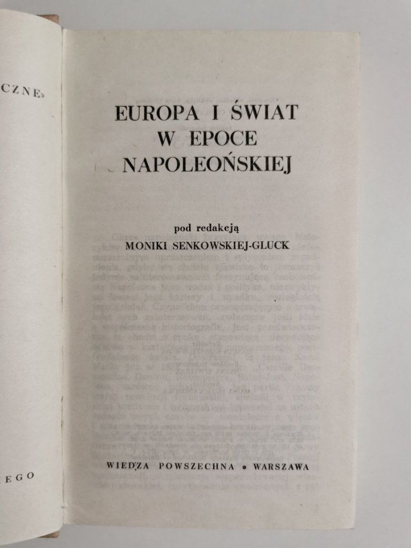 EUROPA I ŚWIAT W EPOCE NAPOLEOŃSKIEJ - red. M. Senkowska-Gluck 1977