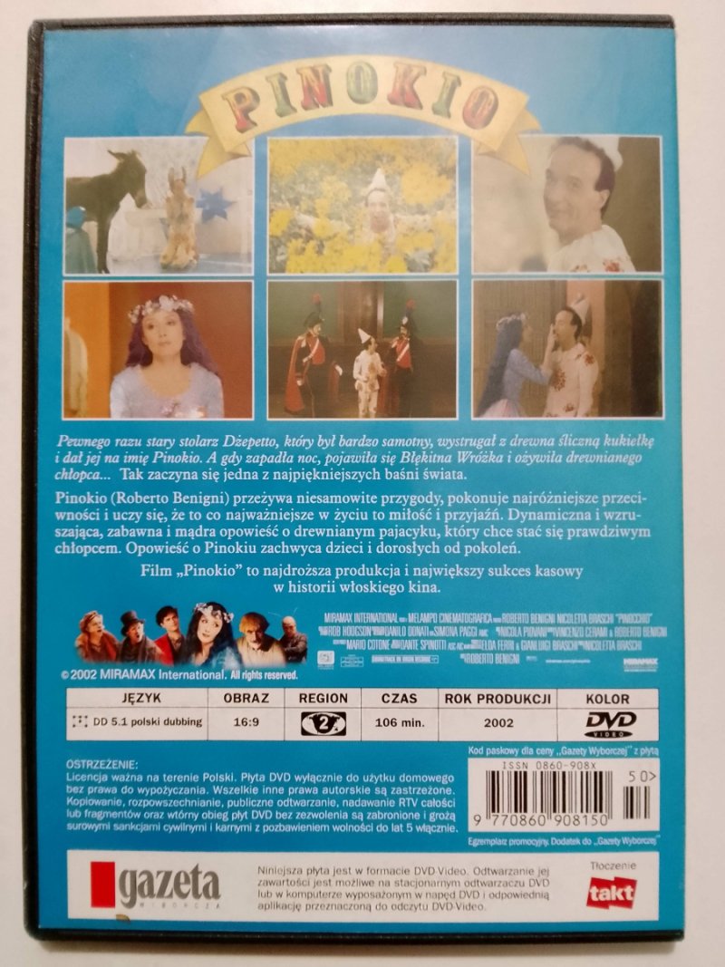 DVD. PINOKIO. ROBERTO BENIGNI