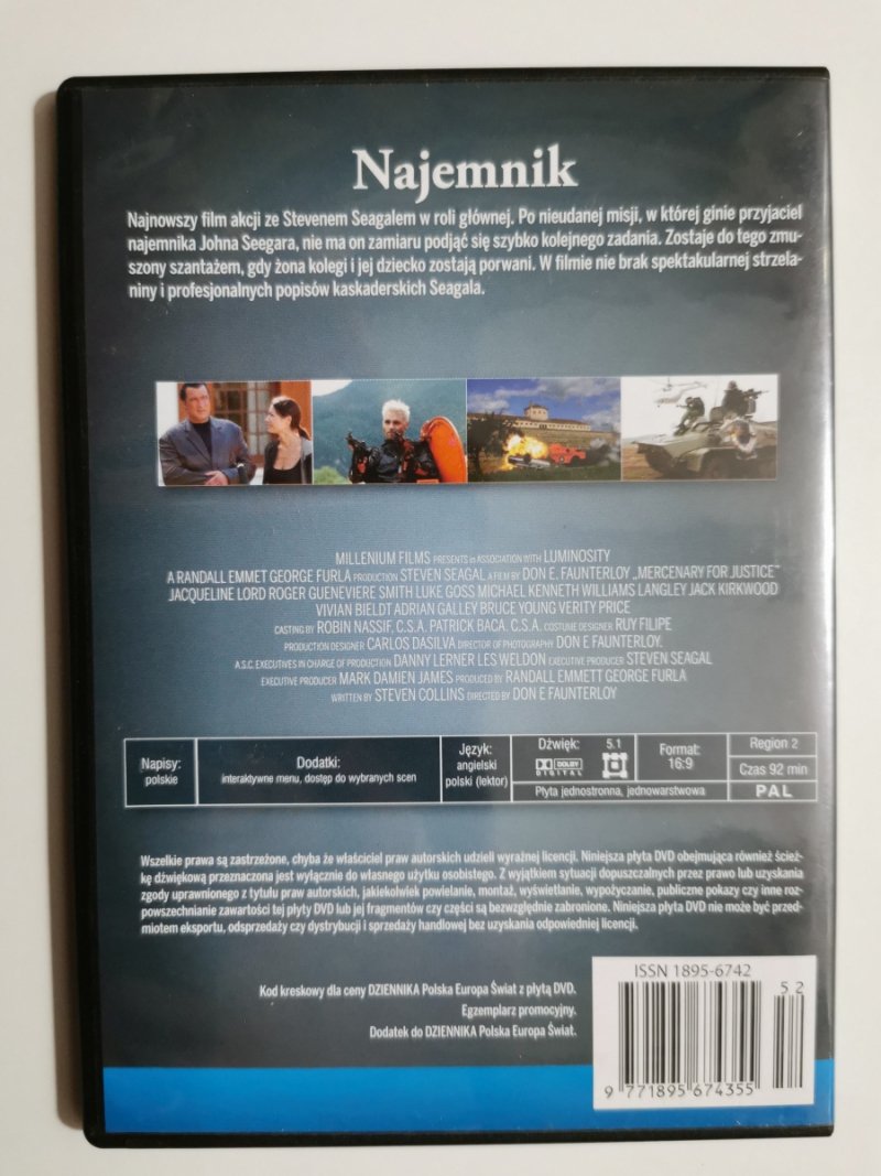 DVD. FABRYKA SENSACJI. NAJEMNIK STEVEN SEAGAL
