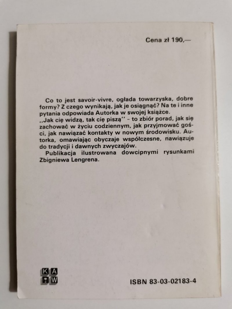 JAK CIĘ WIDZĄ TAK CIĘ PISZĄ - Helena Hryniewicz 1988