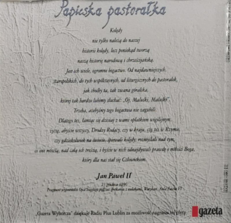 CD. PAPIESKA PASTORAŁKA