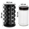 Stojak na przyprawy obrotowy ROTOR BLACK 20 słoiczków + 72 naklejki