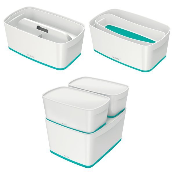 MyBox mały z pokrywką, biało-turkusowy LEITZ 52291051