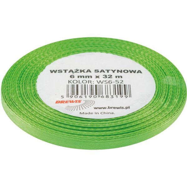 Wstążka satynowa 6mm/32m j.zielony BREWIS