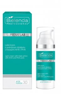 Bielenda Supremelab Acid Fusion 3.0 Lekki krem o potrójnym działaniu z kwasami AHA i PHA, 50 ml